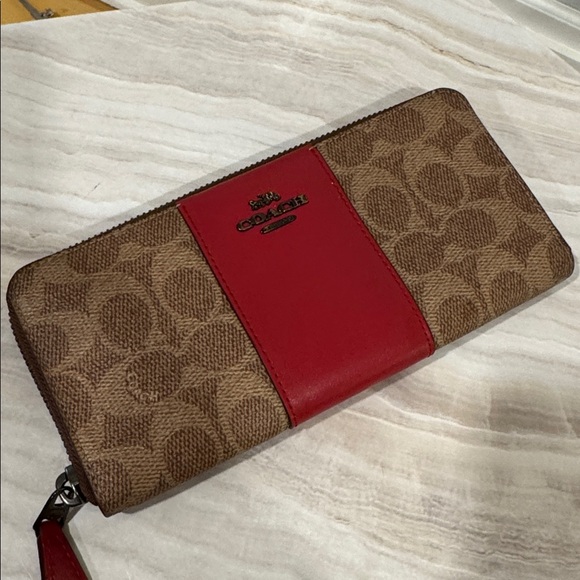 Coach Bag Dalton 31 Red Leather Signature Logo Shoulder Bag Wallet Set - Picture 8 of 17